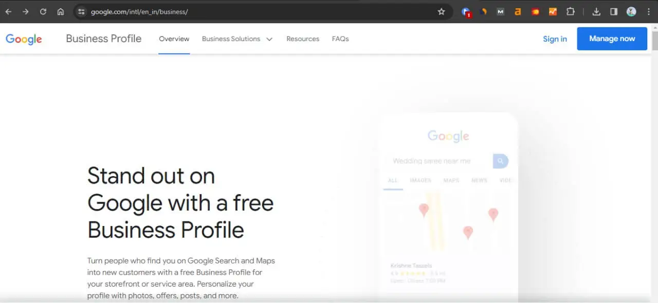 google business profile login page