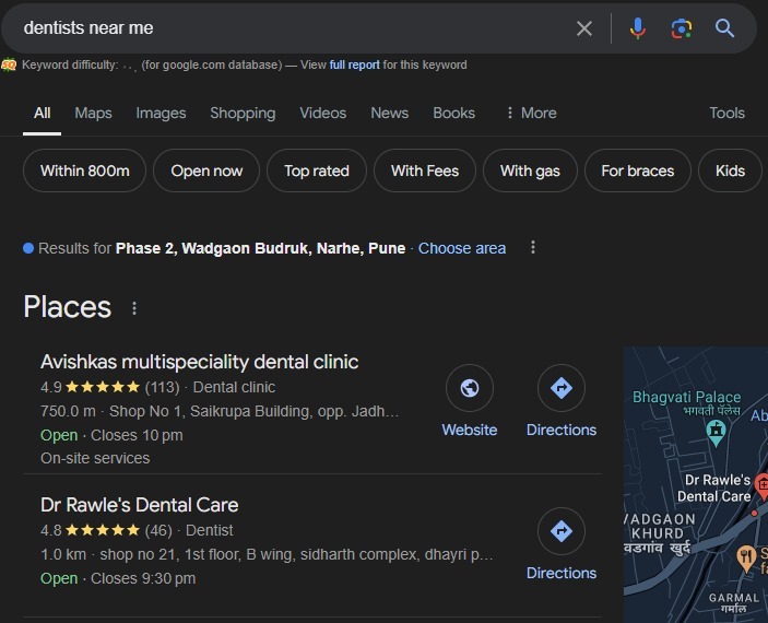 Google my business profiles appearing on top