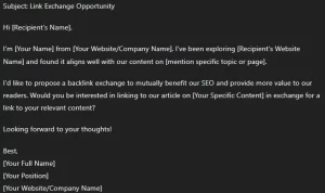 email example template for approaching the owner of website for backlink building