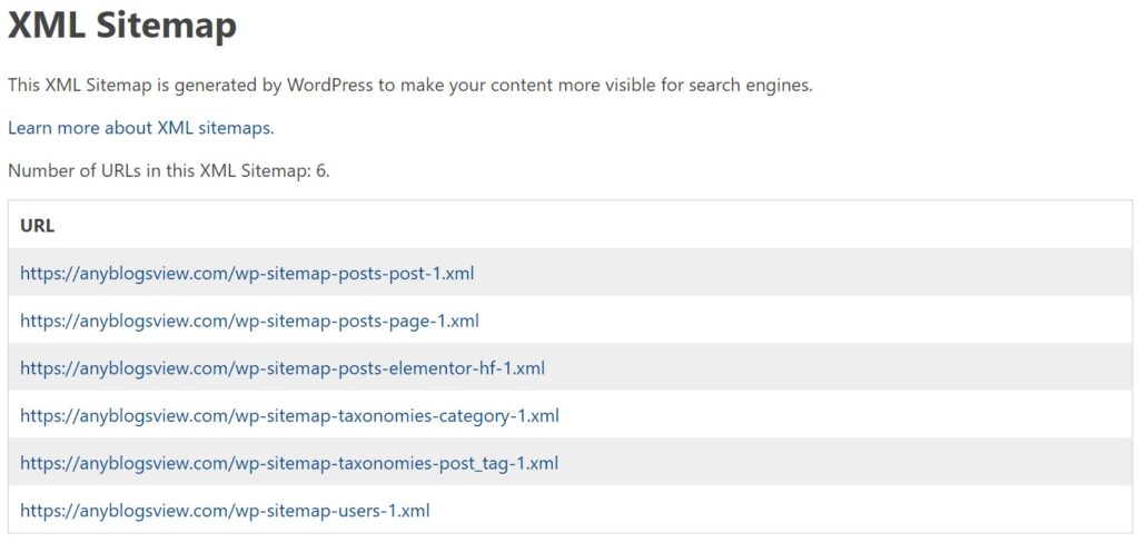 xml sitemap example